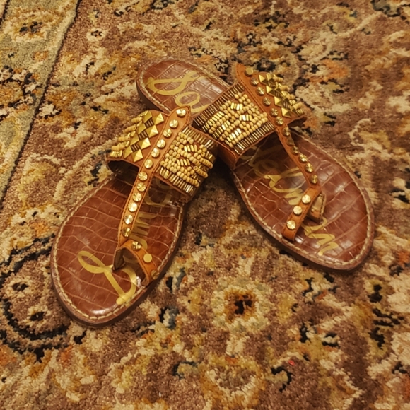 Sam Edelman Leather & Gold Sandal - Picture 1 of 4